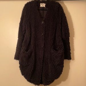 Nelly fuzzy cape style polyester oversized cardigan coat jacket